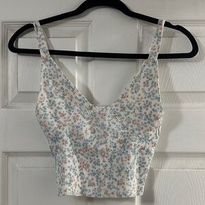 Zara Floral Ribbed Tank Top - Multicolor